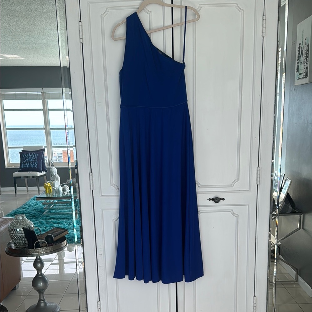 Polo by Ralph Lauren Vibrant Blue Hybrid One-Shoulder Cocktail Dress